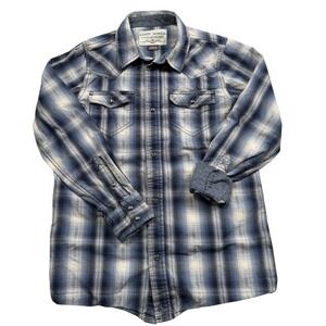 Cody James Kids Plaid Pearl Snap Western Shirt Blue White Size M
